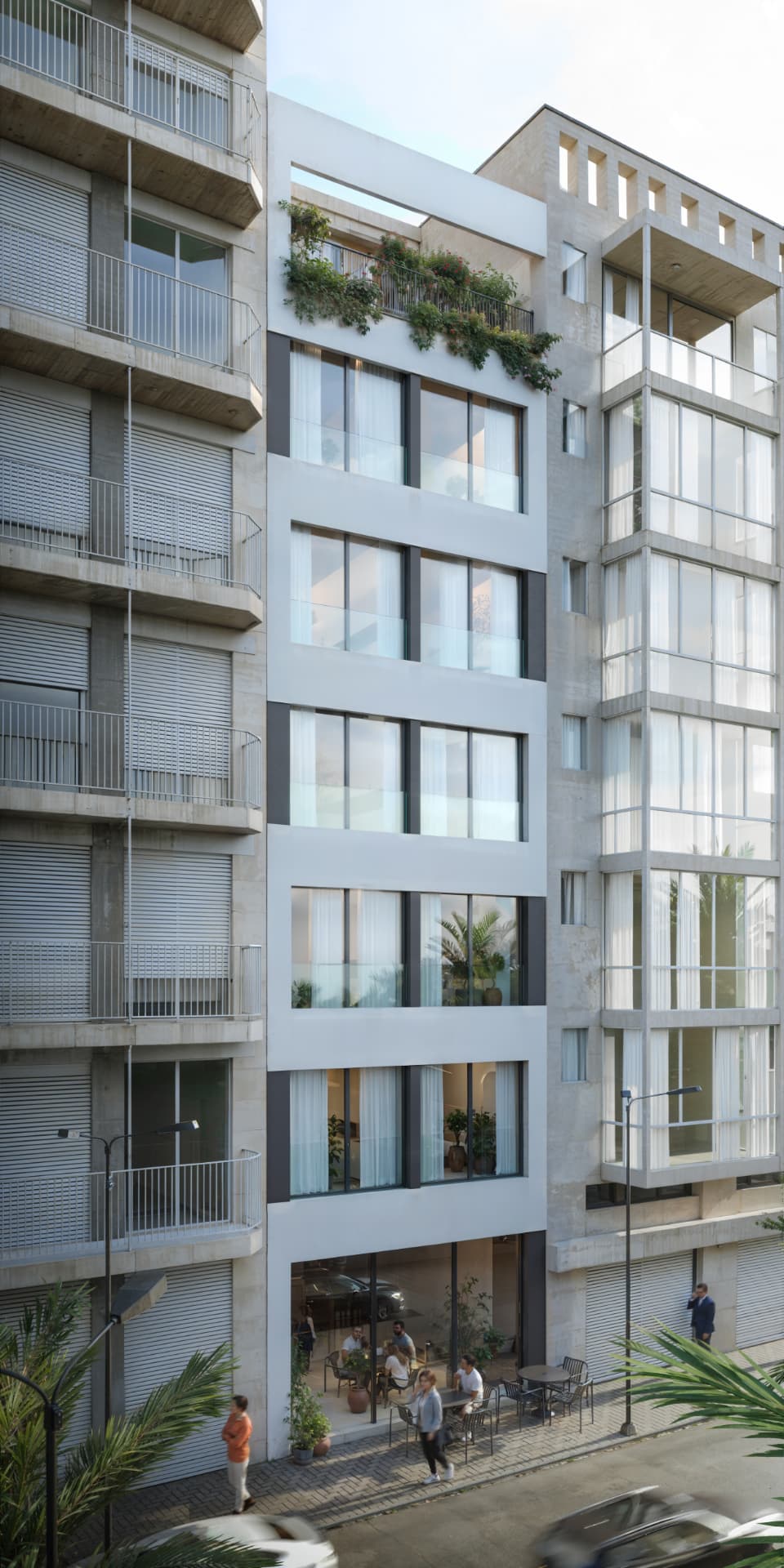 Render de la fachada de SEAZEN SUITES de día